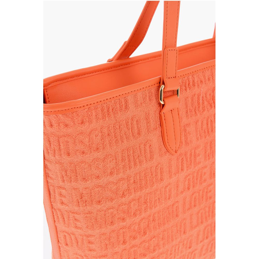 Moschino Orangefarbene Tragetasche aus Baumwolle
