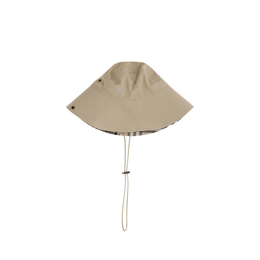 Burberry Gabardine-Eimerhut mit karierter Krempe