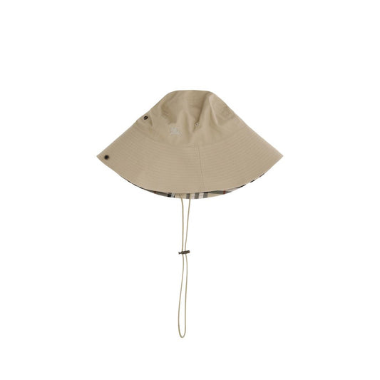 Burberry Gabardine-Eimerhut mit karierter Krempe