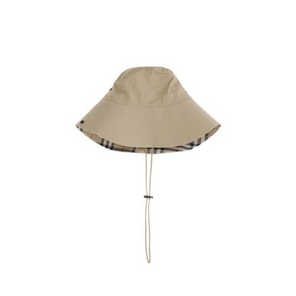 Burberry Gabardine-Eimerhut mit karierter Krempe
