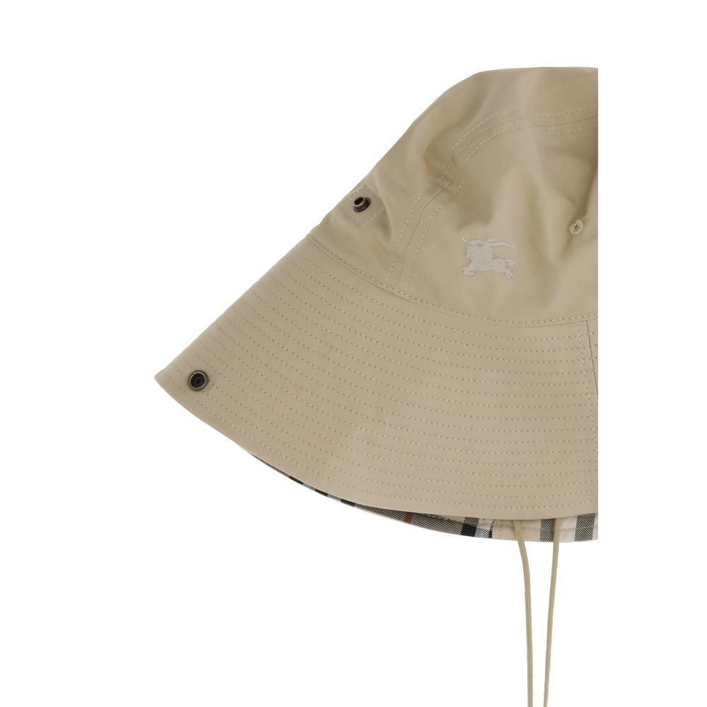 Burberry Gabardine-Eimerhut mit karierter Krempe
