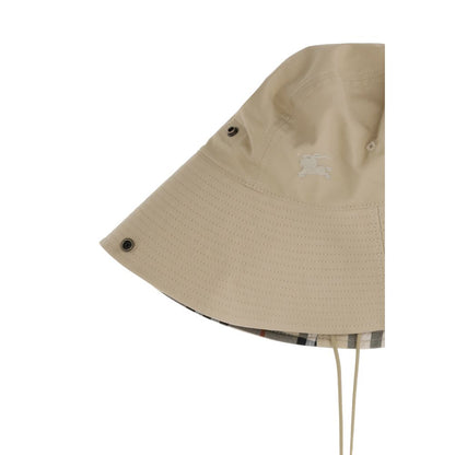 Burberry Gabardine-Eimerhut mit karierter Krempe