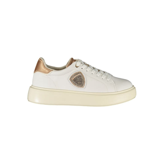 Blauer Weißes Leder Damen Sneaker